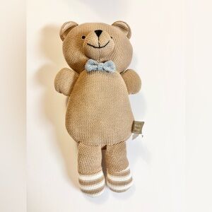 Brady Bear Adorable Tan Teddy Bear with Blue Bow Tie and rattle inside